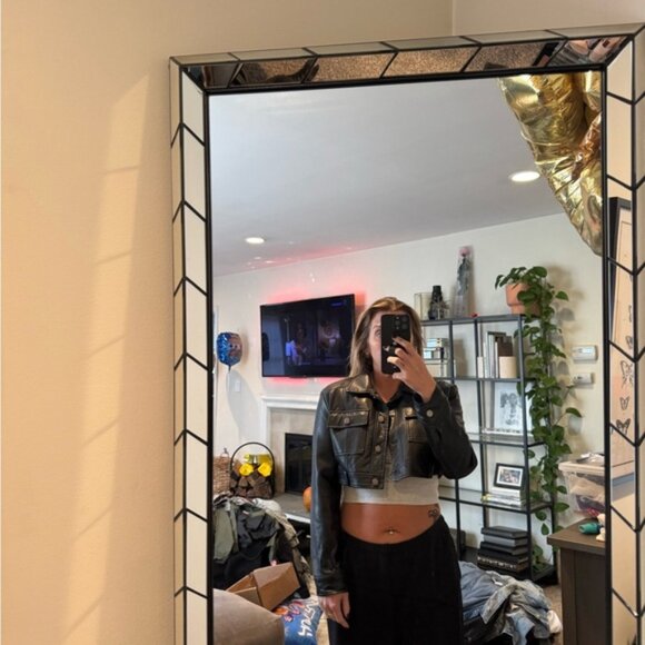 Beulah Black Leather Cropped Jacket - Picture 2 of 3